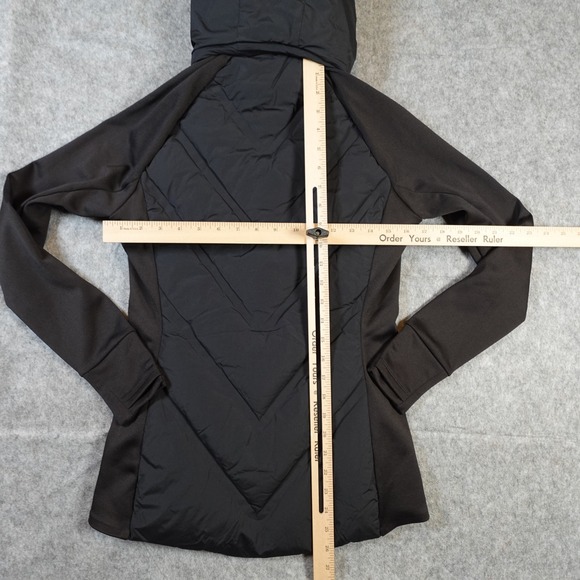 Athleta Coat Womens Extra Small Inlet Jacket Puffer Down Hooded Black Full Zip - Picture 7 of 11